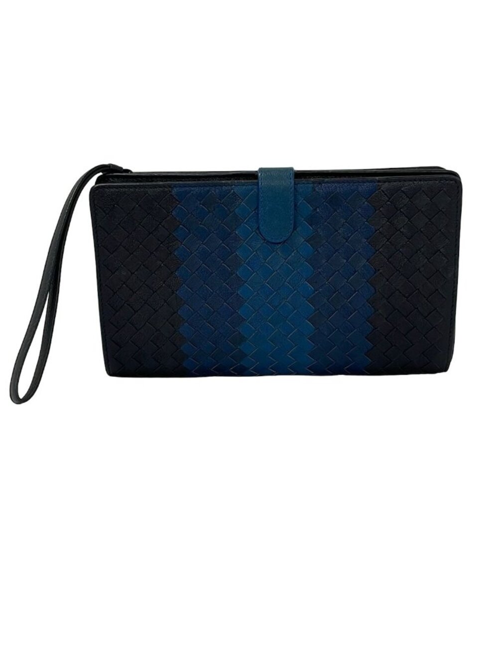 Bottega Veneta Clutch Intrecciato Dark Navy Leather - Picture 1 of 9